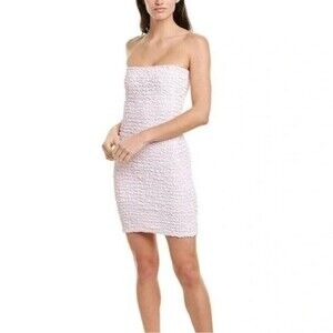 NWT Revolve Petersyn Nora Smocked Tube Strapless Bodycon Pink Mini Dress SZ S